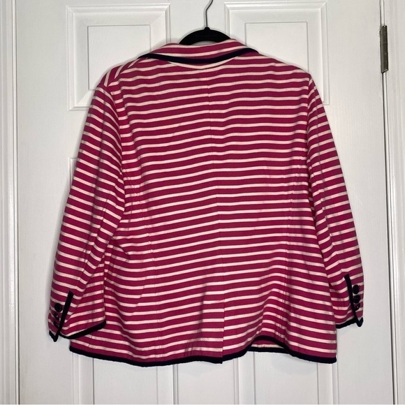 TALBOTS Jacket, Pink & White Nautical Striped Blazer XLP extra large petite - Picture 6 of 6
